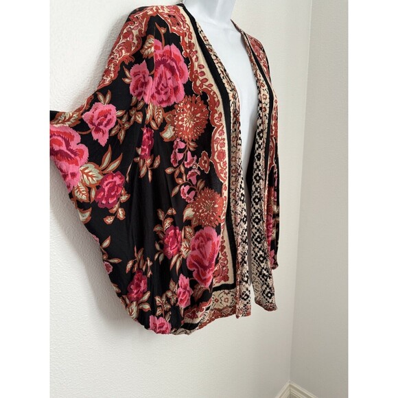 Women’s Kimono Sleeve Open Front Lightweight Cardigan Medium Floral Boho Fest - Picture 3 of 5